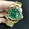 New Style RO Automatic 2813 Movement Sub Men Watch Green Dial 18k Gold Band Male Watch Monor Hemmo192r