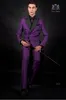 Paarse Bruidegom Tuxedos Black Peak Revers Groomsman Bruiloft 2 Stuk Suit Mode Mannen Prom Party Jacket Blazer (Jacket + Pants + Tie) 2586