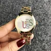 Brand quartz wrist Watch for Women Girl with Colorful style dial metal steel band Watches GS 15 287U