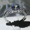 Choucong Samica Vintage Pierścień 1CT Diamond CZ 925 Sterling Silver Zaręczyny Zespół Ślubny Pierścienie Dla Kobiet Mężczyzn Party Biżuteria