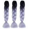 Jumbo Braiding Hair sintetico Kanekalon Capelli bicolore ombre grigio nero blu colore rosa Trecce all'uncinetto Capelli in fibra ad alta temperatura premium