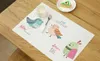 Placemats for Kids Woven Vinyl Print Cartoon PVC Table Mats Washable Heat Resistant Anti-Skid Non-Slip Insulation Dining Decorations White