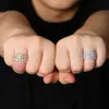 3 rad Cz diamanter ringer 14k guld silver bling ring mikro pant kubik zirkonium för män kvinnor hiphop smycken gåvor