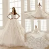 2020 vestido de bola vestidos de noiva v pescoço mangas compridas lace apliques vestidos de noiva feitos sob encomenda Botão de volta vestido de noiva