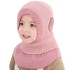 New Autumn Winter Children Hat Velvet Knitted Hat irl's Windproof Face Protection Integrated Neck Warm Scarf Boy's Hats M218