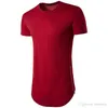 Nieuwe Trends Mannen T-shirts Super Longline Lange Mouw T-shirt Hip Hop Arc Hem met Curve Hem Side Zip Tops Tee