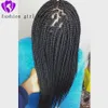 Long Braided Black Heat Resistant Fiber Synthetic Hair Wigs box Braids Middle Part Made Hand For American Women