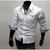 2019 New Style Fashion Hot Men's Long Sleeve Shirt Button Patchwork With Pocket Formal Button Plain Top