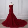 Kırmızı Plus Boyutlu Elbiseler Süpürme Tren Sevgilim Boyun Özel Yapımı Tül Piller Düzenli Denizkızı Resmi OCN Giyim Partisi Elbise 403