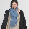 Wholesale-topクオリティ女性の100％ウールスカーフ韓国風ソリッドタッセルスカーフショール秋冬暖かいウールスカーフパシミナ