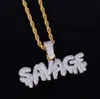 Mäns Iced Out Savage Pendant Halsband Guldfärgpläterad Micro Pave Cubic Zircon Hip Hop Gems Druzy Smycken Gåvor