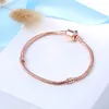 Ny Rose Gold Basic Snake Chain Armband Kvinnor Magnetisk Clasp Bangle för Charm European Beads Smycken Making 17-21cm