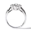 Transgems 1のCtカラットラボ成長モアッサナイトダイヤモンドの結婚指輪モアッサナイトアクセントソリッドK14ホワイトゴールド女性Y19061203