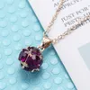 Brand New 12Pcs/Lot Luckyshine Rose Gold Red Gems Clusters Crystal Gems Pendant Bride Wedding Jewelry CZ Pendant Necklaces Gift