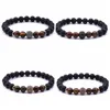 Men's and women's beads bracelet elastic natural stone yoga bracelet bracelet volcanic lava rock round loose beads natur210W