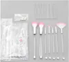 Makeup Brushes 7Pcs with Empty Clear Handle (10Style ) Portable and Glitter with Cosmetic Bag Over 30pcs DHL Free Shipping