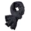 KLV 1PC Winter Men Scarf Classic Shawl Fringe Cotton Blends Solid Color Tassel Long Soft Warm Scarf Black,Navy,Blue,Khaki z1009