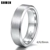 Somen Ring Männer Silber Farbe 6mm Wolfram Ring Gebürstet Klassische Eheringe Männliche Verlobungsringe Männer Party Schmuck Bague homme CX200609
