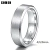 Wedding Bands Somen Anel Men prata da cor 6 milímetros de tungstênio Anel escovado Clássico Masculino Engagement Rings Homens festa de jóias Bague Homme CX200609