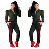 2 pezzi Stripe Jogger Pantaloni Donna Tuta Tuta Tuta sportiva Abbigliamento femminile Abiti Tute Taglie forti S-3XL 023
