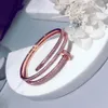 2019 Популярный бренд S925 Серебряное покрытие S Nail Bracelet Двойной кольцевой браслет классический дизайн тренд модный танцевальный вечерин