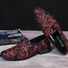 Mens Fashion Business Leisure Loafer Shoes britânica Red mocassim de couro sapatos para homens Flat Shoes Casual 38-46