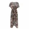 Mulheres Praia Saias da forma das mulheres Vestidos Sexy Ladys de manga curta com estampa de leopardo Saias V-neck Resort Irregular Praia Saia Hot Sale