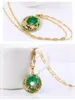 14K Gold Necklace Emerald Pendants for Female Luxury Colgante De 925 Mujer Green Jade Emerald Pendant Topaz Gemstone Necklaces CX2266z