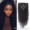 7a Afro Kinky Curly Clip In Human Hair Extensions Brasilianska 100% Remy Hair 120g / Set 1 # 1B # 2 # 4 # 18 # 8 # 99J # 27 # 18 # No Tangle Buntar