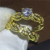 Choucong Handgemaakte Cross Lovers Engagement Wedding Band Ring Diamond CZ 24KT Geel Gold Gevuld Ringen voor Dames Mannen Sieraden