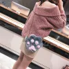 귀여운 고양이 발 체인 가방 여성 크로스 바디 팩 십대 여자 핸드백 아이 로리타 봉제 소프트 핑크 피트 단일 어깨 가방