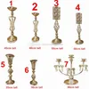 7 style can choose) Gold Candle Holders Metal Candlestick Flower Vase Table Centerpiece Event Flower Rack Road Lead Wedding decor best0629