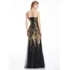 Angel-fashion Golden Sequin Party Gown Strapless Splicing Tulle Lace Up Women Long Bodycon Evening Dress 101