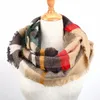 格子縞のスカーフパシュミーナタータンラップファッションの女の子の特大ショールネックチオ屋外最新の女性タッセルスカーフ冬の暖かい毛布C950