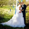 Romântico A Linha de Vestidos de Noiva 2019 vestido de novia Querida Ruffles Em Camadas Lace Up Voltar Vestidos de Noiva Para O Casamento Do Jardim Ao Ar Livre