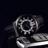 NIEUWE Aandrijving de WSNM0011 Automatische Herenhorloge Staal Case Black Dial Big Roman Markers Skeleton Kalender Bruin Lederen Timezonewatch E105B2