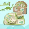 Bamboo Baby Dishes Prow Cup Plates Sets 5pcset subrit progron tableware هدية إبداعية للرضيع طفل الأطفال.