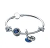 Bracciale fata stellata in argento sterling 925 Bracciale blu oceano con scatola per braccialetti con ciondoli Pand Braccialetti con gioielli da sposa donna W223
