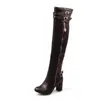 Hot Sale-Botas Winter Autumn Mujer Stor storlek 32-45 Varumärkesdesign Patch Color Knee High Boots Partihandel och detaljhandel 9-16