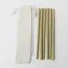 Drinking Straws 6pcs Reusable Bamboo Straw Green Eco-Friendly Brush Close Bag Decoration Gift Party Bar Accessories1