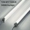 25-Pack LED T8 Integrated Single Fixture Tube Light 8FT 72W 5000K 6000K 7200lm,Clear Cover Anti Glare Linkable LED Shop Light Bulb