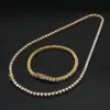 Mens Zircon Necklace Tennis Chain Fashion Hip Hop Stainless Steel Gold Silver Necklaces 18inch 20inch 22inch1