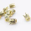 10PCS Micro-inlaid Zircon Copper Fittings Crown Real Gold Plating Color Preservation Inlaid Zircon Crown Bracelet Accessories