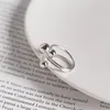 Ren 925 Sterling Silver Open Rings för Kvinnor Ny Enkel Multilayer Tre Pärlor Utsättning Ring Fina Smycken
