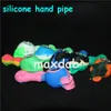 En Stock Coloré Silicone Oil Rigs Silicium Fumer Main Pipes Cuillère Tuyau Narguilé Bongs Avec Bol En Verre