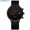 Mens Women Stopwatches Crrju unik design Luxury Sport Wrist Watch rostfritt stål Mesh remmar Herrmode Datumklockor