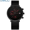 Mens Women Stopwatches Crrju unik design Luxury Sport Wrist Watch Rostfritt stål Mesh Rem Herrmode Casual Date Watc2857