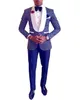 Chegada nova Noivo Smoking Padrinhos Xales Branco Lapela Melhor Homem Terno / Noivo / Casamento / Prom Ternos (Jacket + Pants + Tie + Hankerchief) K632