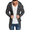 Męskie płaszcze mody Nowe Jesień Mężczyźni Łączenie Kapturem Solid Trench Coat Kurtka Cardigan Długi Rękaw Bluzka