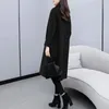 Konfor Yumuşak Sıcak Katı Düğme Hırka Ceket Kadın Moda Eğilim Açılır Yaka Uzun Kollu Cep Uzun Palto